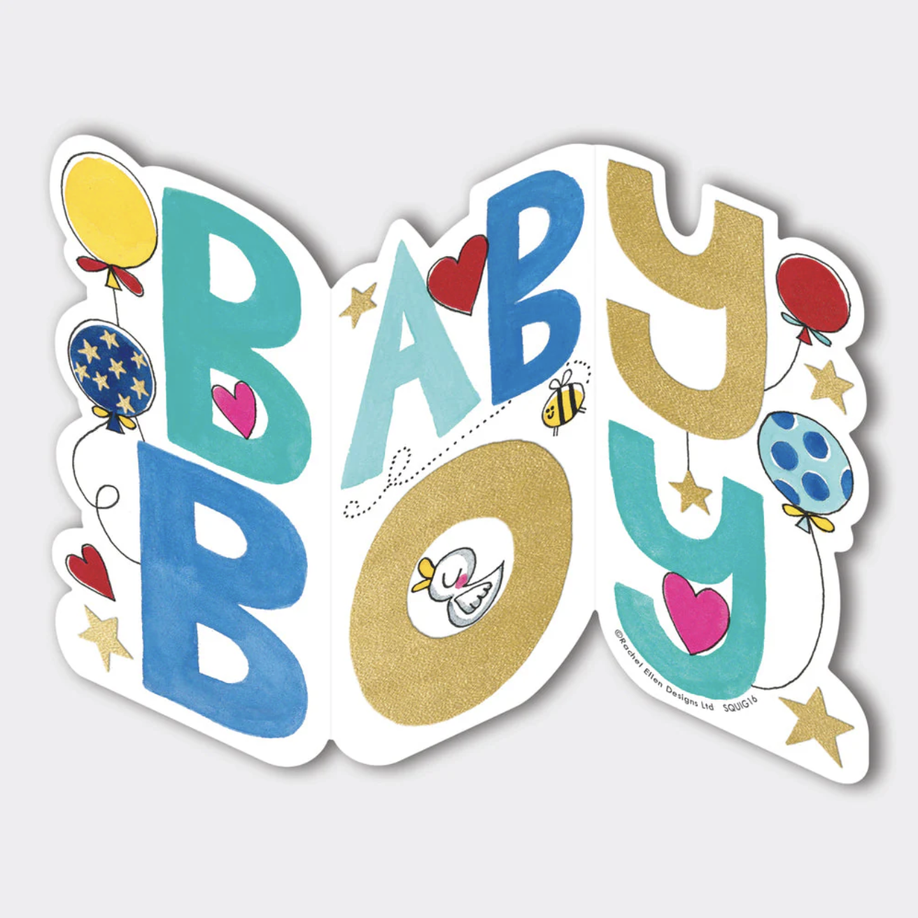 ‘Baby Boy’ Die-Cut Zig Zag Card