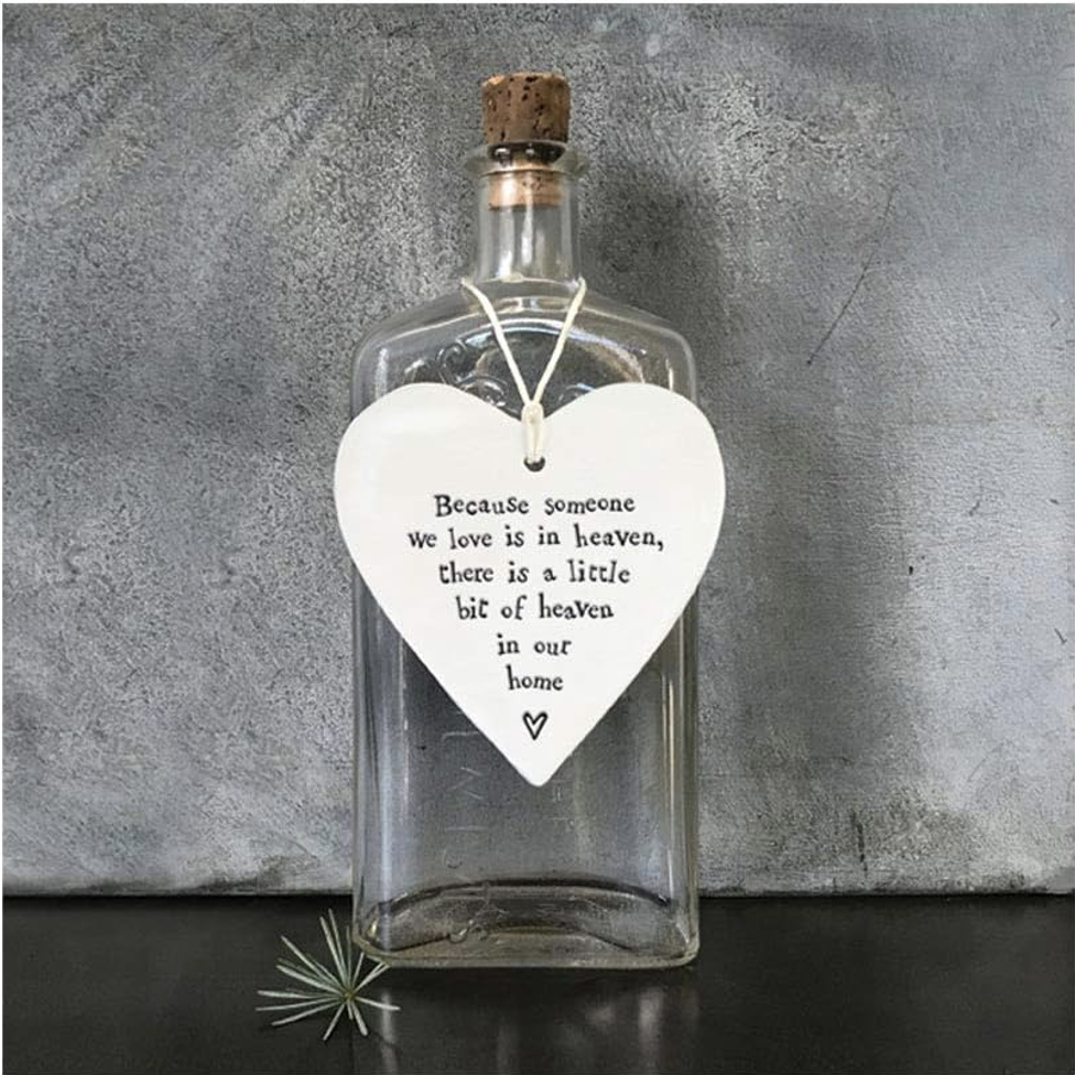 ‘Because Someone We Love Is In Heaven…’ Hanging Heart Keepsake