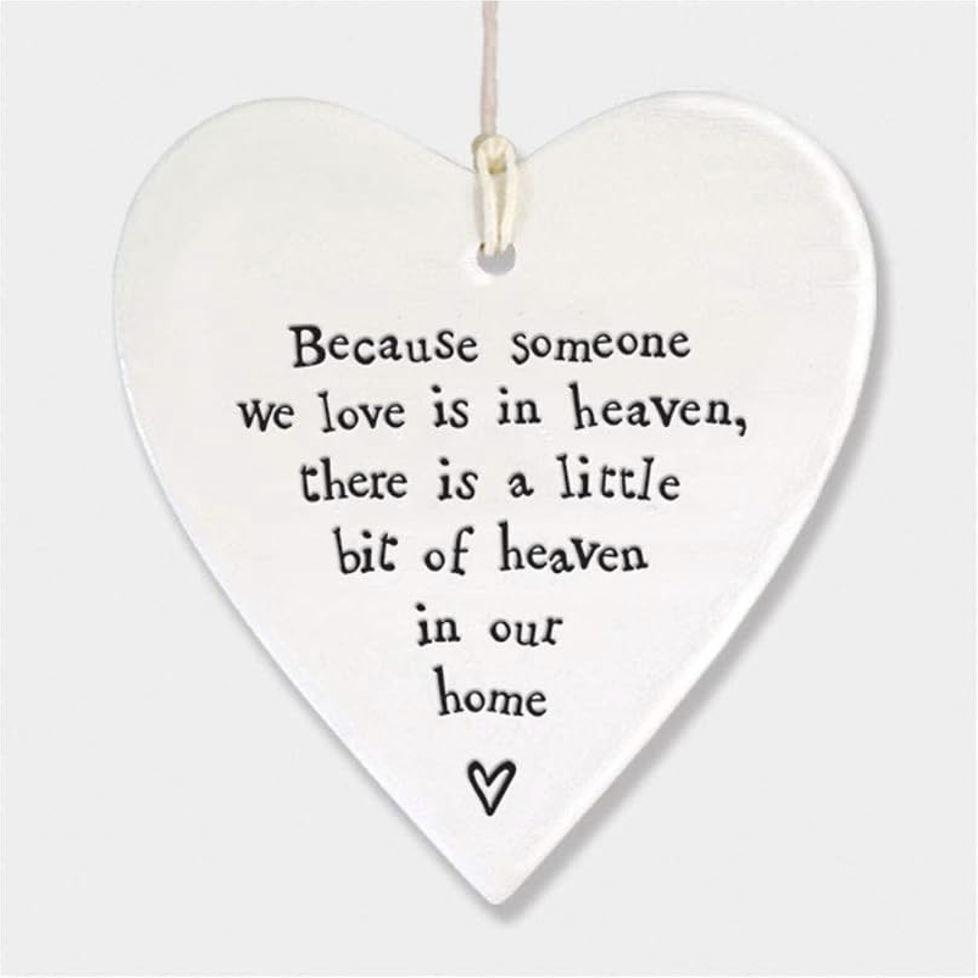 ‘Because Someone We Love Is In Heaven…’ Hanging Heart Keepsake