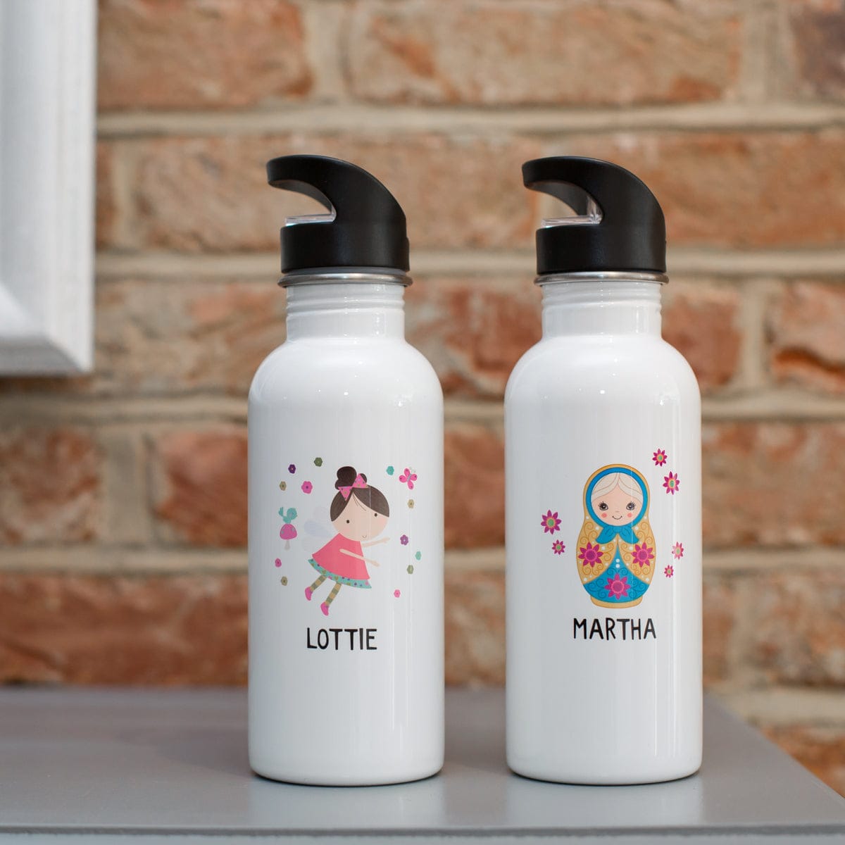 Children’s Personalised Fairy Or Russian Doll Water Bottle