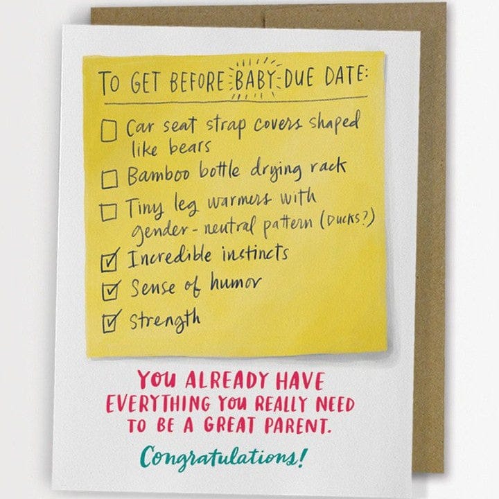 ‘Due Date Checklist’ New Baby Card