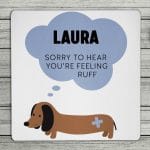 Feeling Ruff Personalised Name Coaster (Blue Or Pink)