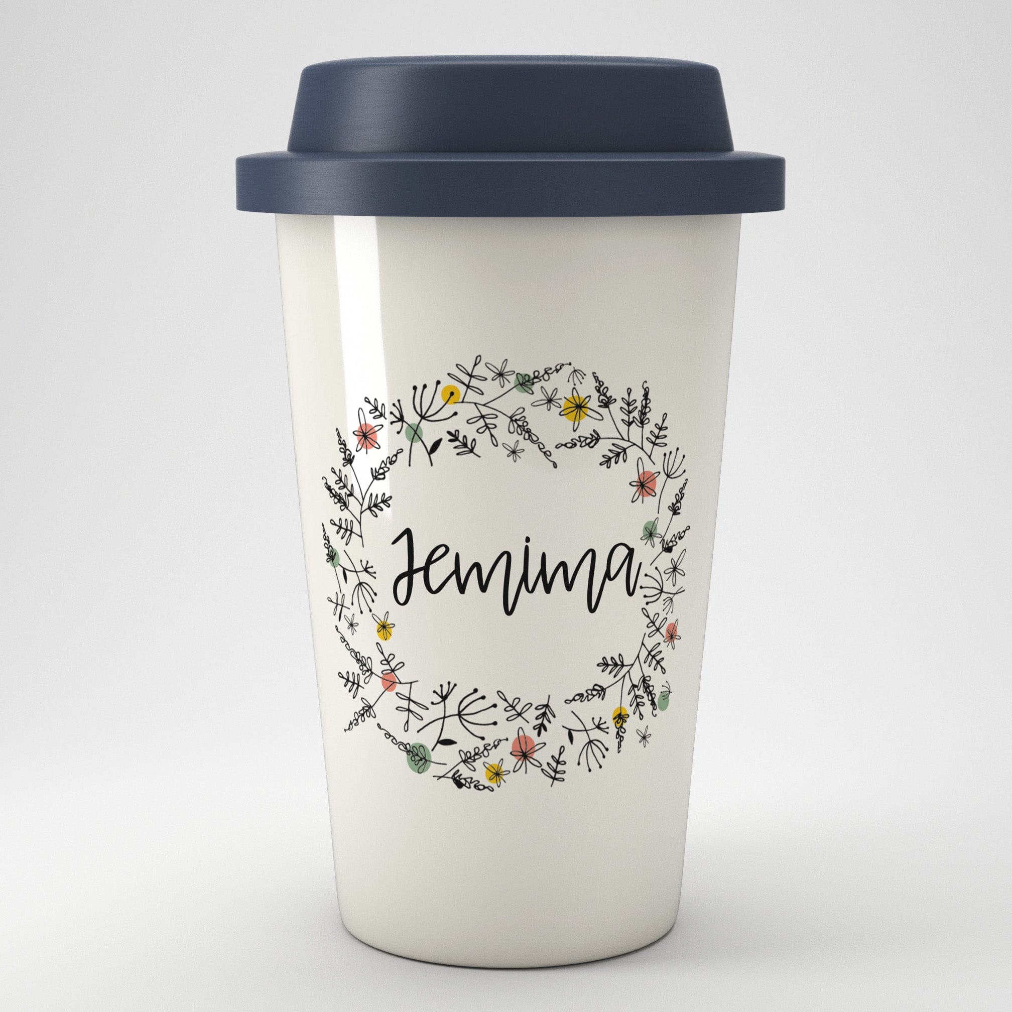 Teacher Floral Personalised Name Eco Coffee Travel Mug