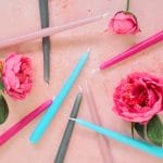 Pair Of Tapered Candles - Rose Pink, Bright Pink, Grey Or Teal