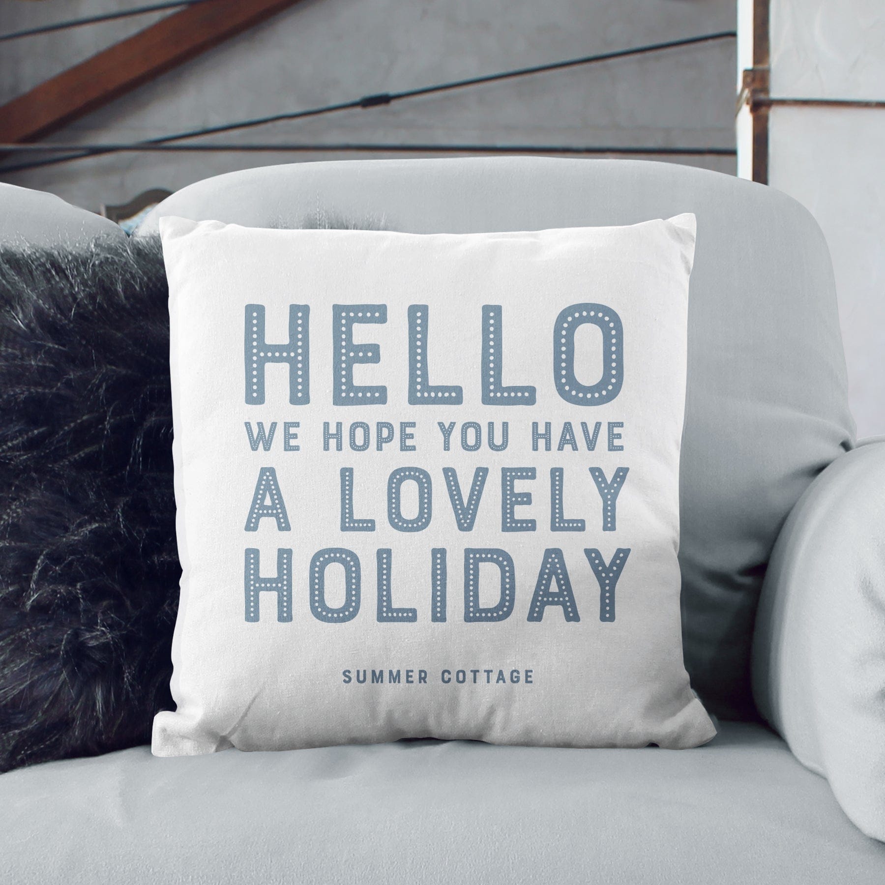 Personalised New Home Contemporary Cushion | Blue, Pink, Grey Or Black