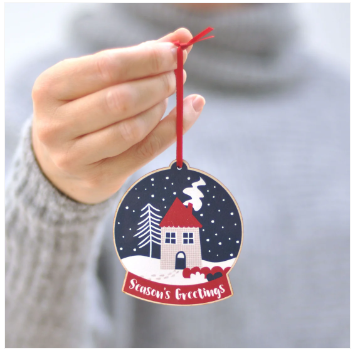 Wooden Snow Globe Christmas Tree Decoration
