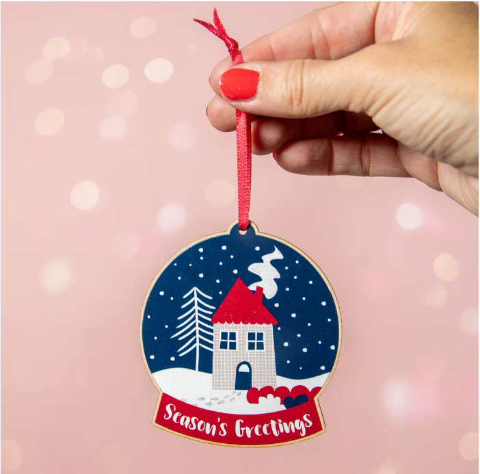 Wooden Snow Globe Christmas Tree Decoration
