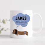 'Sorry To Hear You're Feeling Ruff' Personalised Bubbled Name Mug (Pink Or Blue)