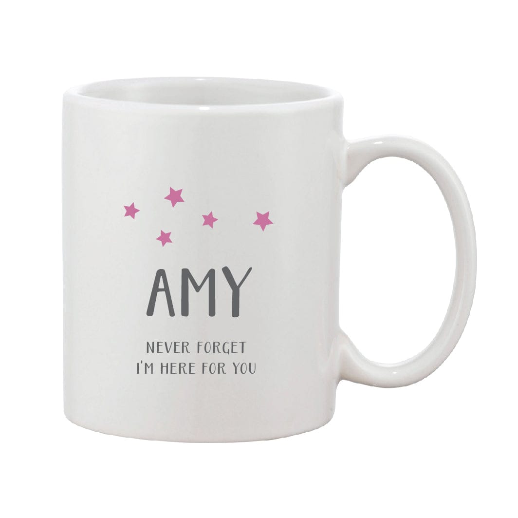 Grey & Pink Star Mug With Personalised Message