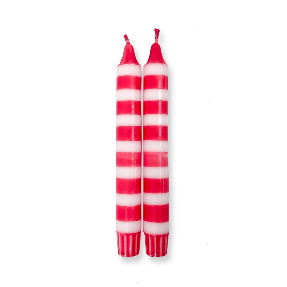 Pair Of Candy Cane Christmas Candles