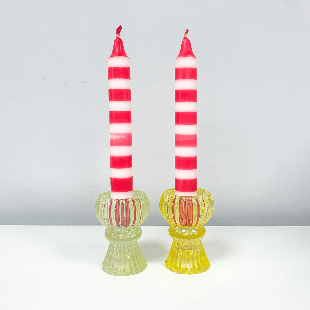 Pair Of Candy Cane Christmas Candles