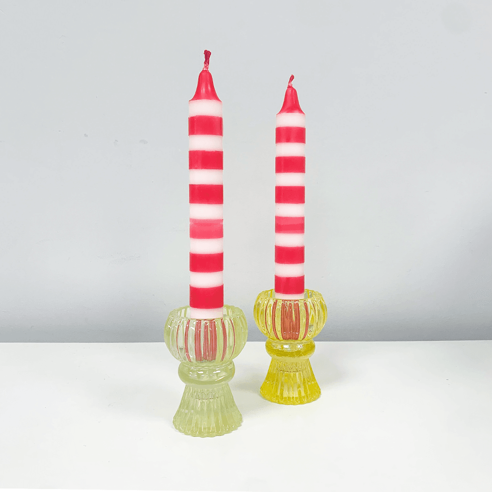 Pair Of Candy Cane Christmas Candles
