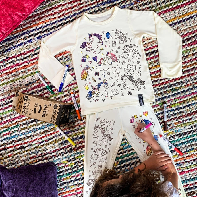Unicorn Colour In Jersey Pyjamas