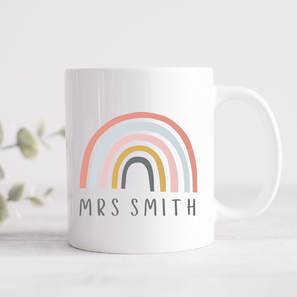 Teacher Pretty Rainbow Personalised Mug