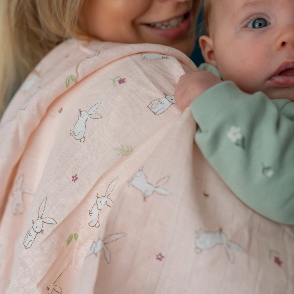 Pink Bunnies Muslin Gift Set Of Three