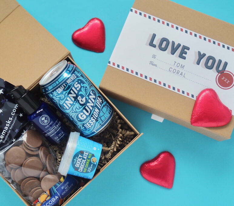 Gift box care package hamper for him